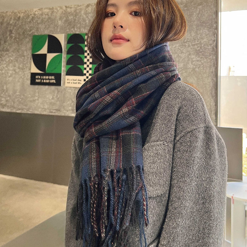 Nouvelles foulards d'hiver pour femmes écharpe en cachemire à carreaux femme écharpe noire dames écharpe chaude XWJ15