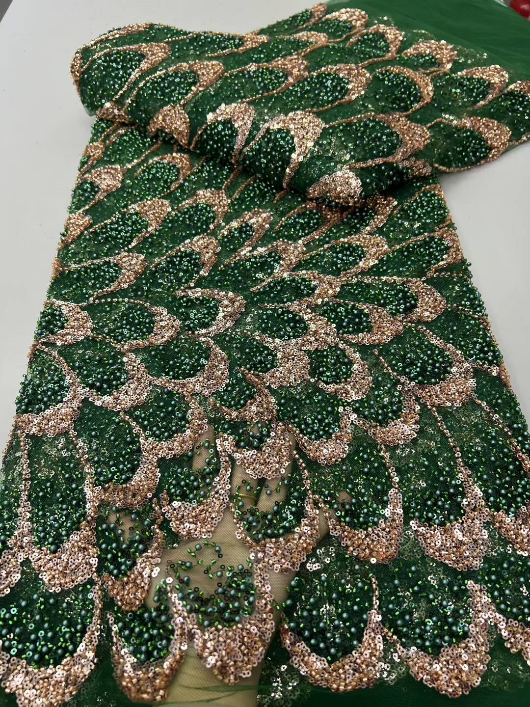 Nouveau Design de mode afrique nigérian motif artistique broderie à la main paillettes offre spéciale perles françaises Tulle dentelle pour robe de soirée