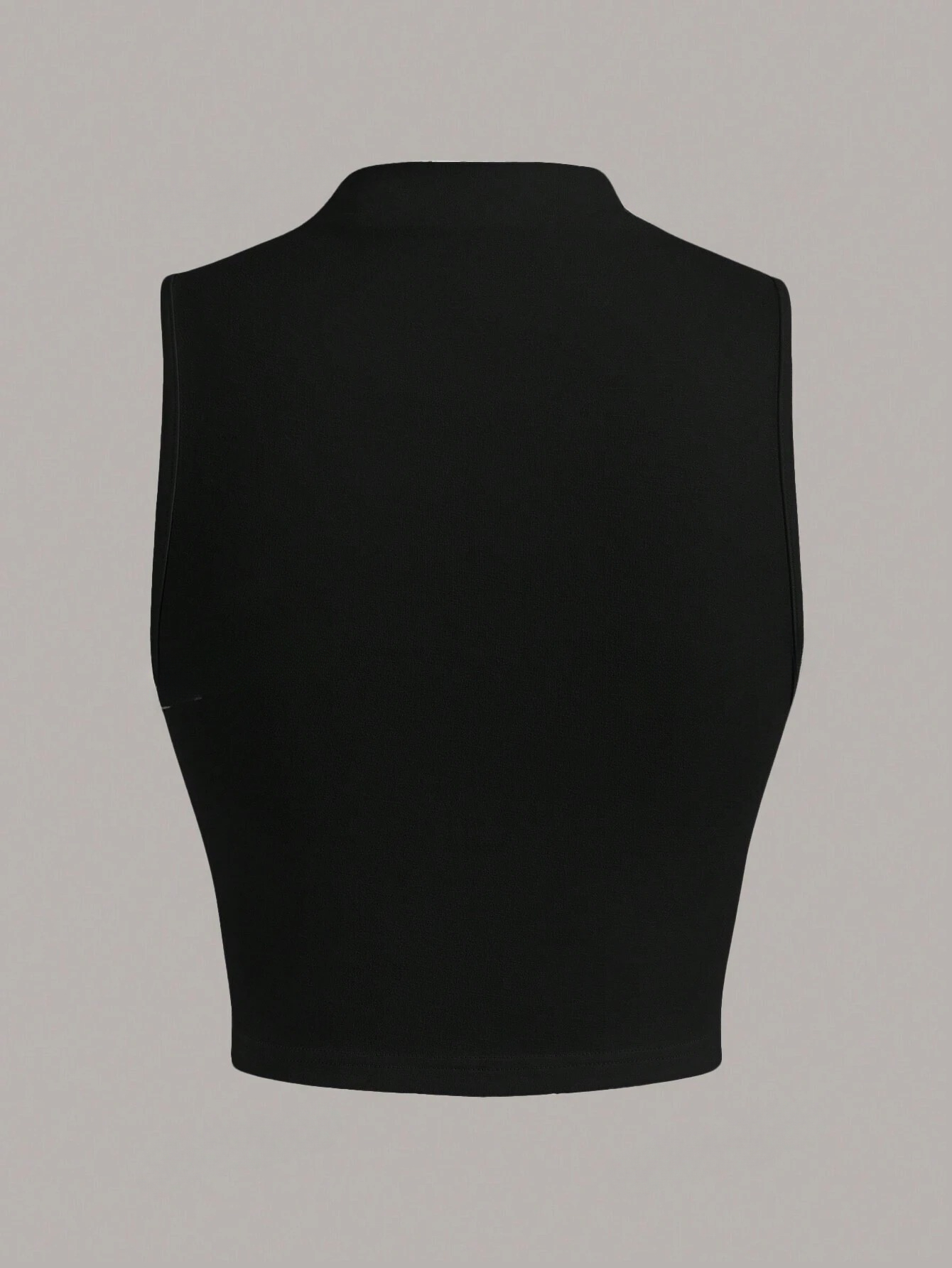 Débardeur sans manches à col montant pour femmes, décontracté, Sexy, couleur unie, Slim Fit, col montant, haut court, Streetwear, été, 2024