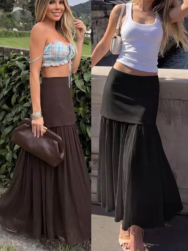 Jupe longue élégante rétro pour femme, taille haute, fermeture éclair latérale, coupe ajustée, mode décontractée, tenue vintage quotidienne, jupe de soirée pour le week-end
