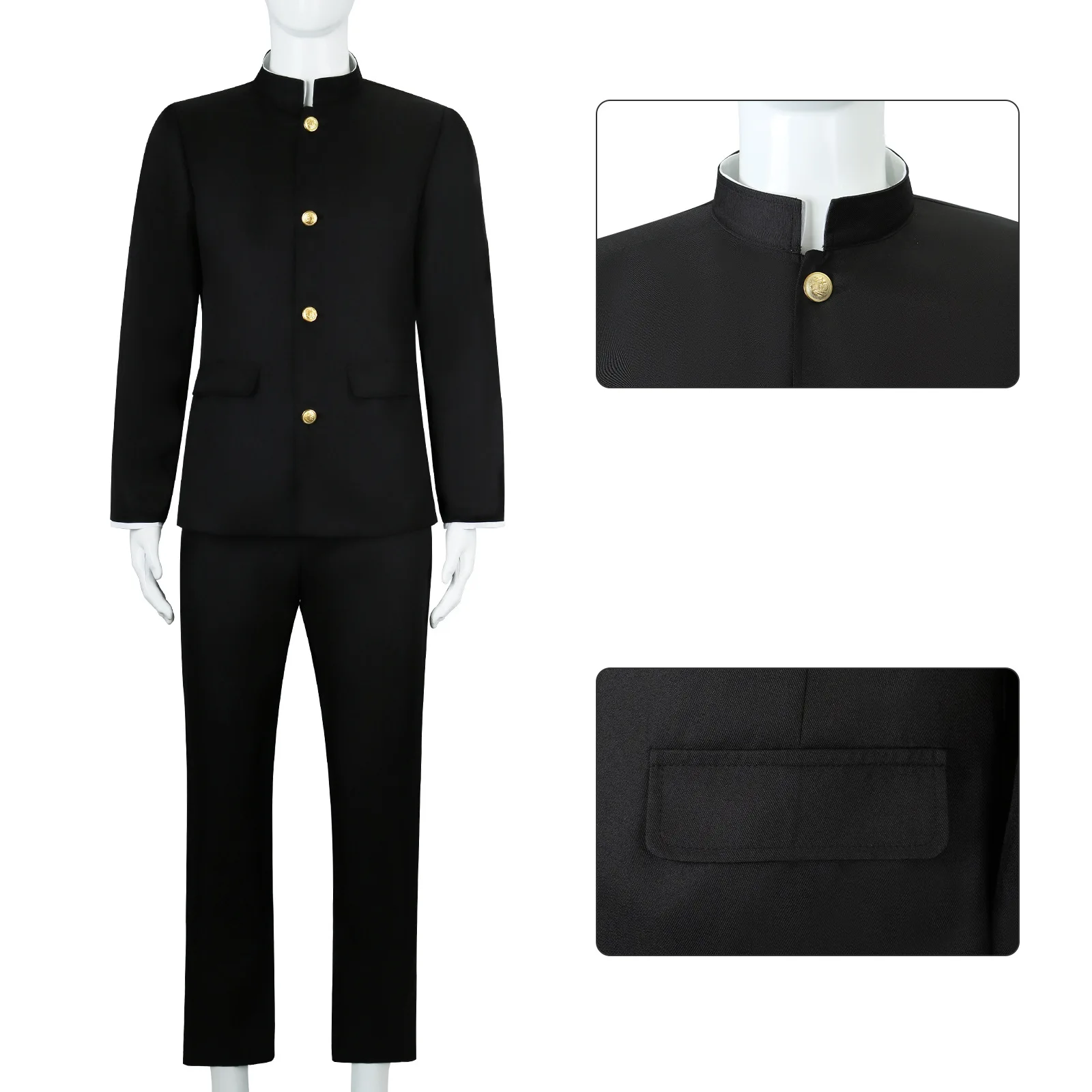 Costume de cosplay Anime Dandadan Ken Takakura, uniforme scolaire Okarun, veste noire Gakuran, tenue avec lunettes, costume unisexe pour Halloween