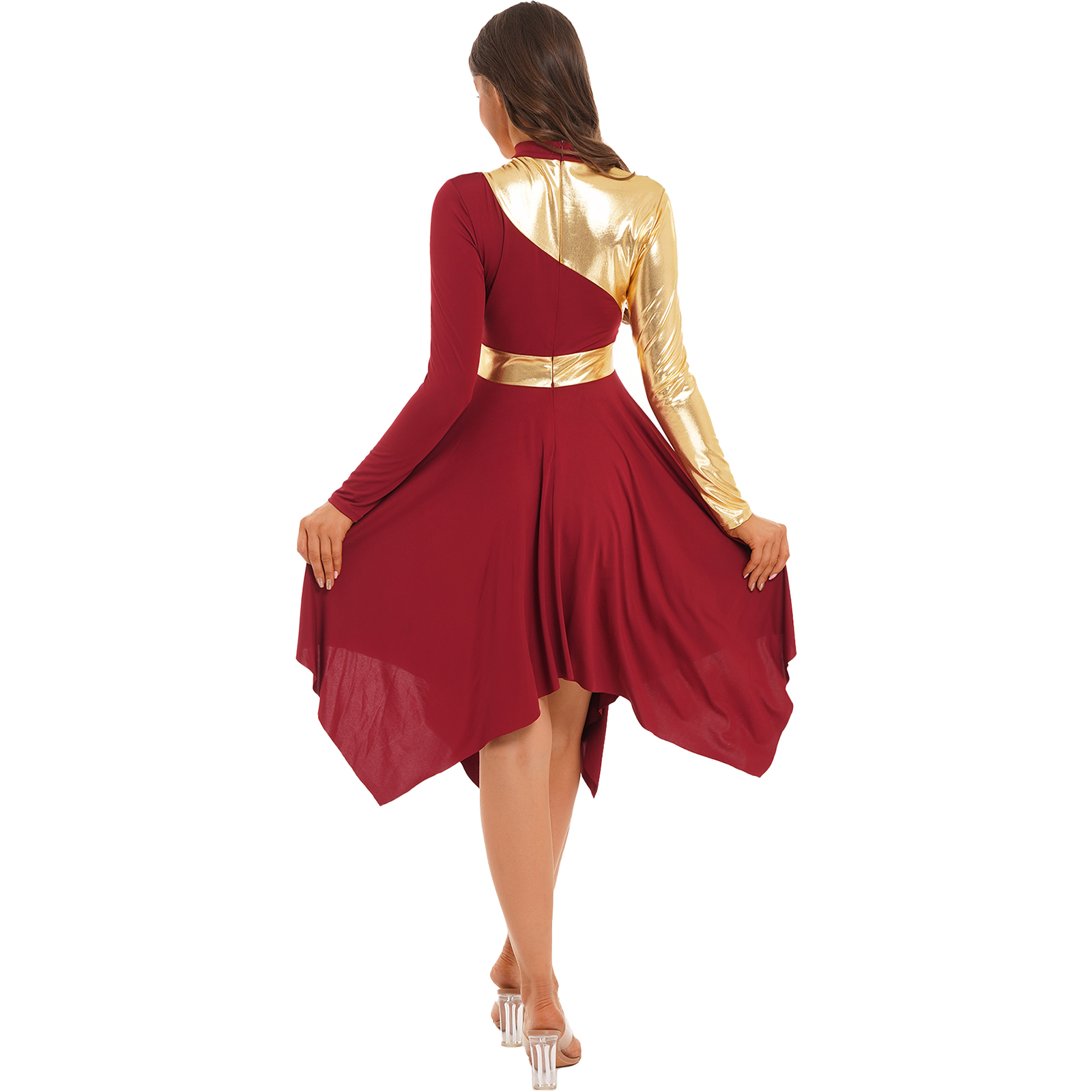 Costume de danse lyrique pour femmes, robe blanche à manches longues, tunique liturgique, vêtements de spectacle de chorale de culte d'église