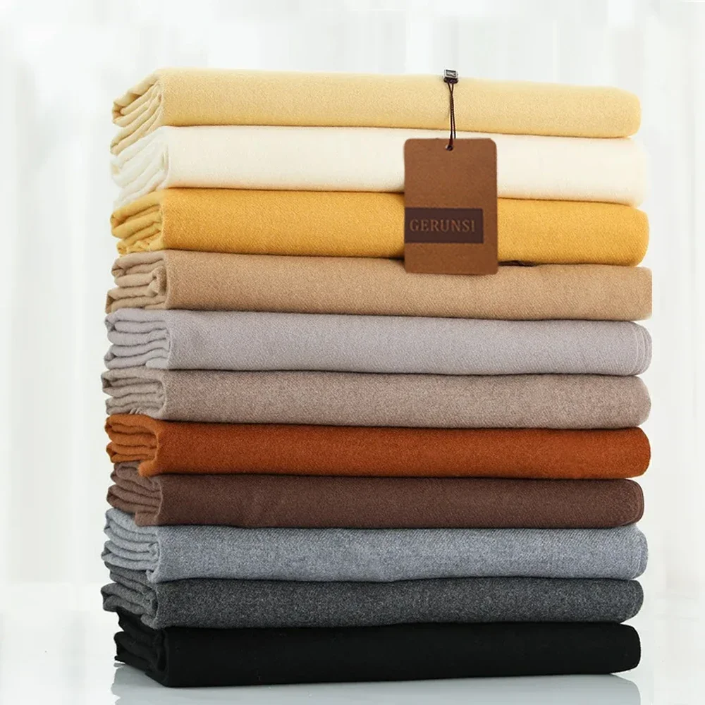 Écharpe en cachemire pour femme, châle Pashmina épais et chaud, enveloppe de couleur unie avec pompon, couverture pour dame, Bufanda, Hijab, hiver 2024