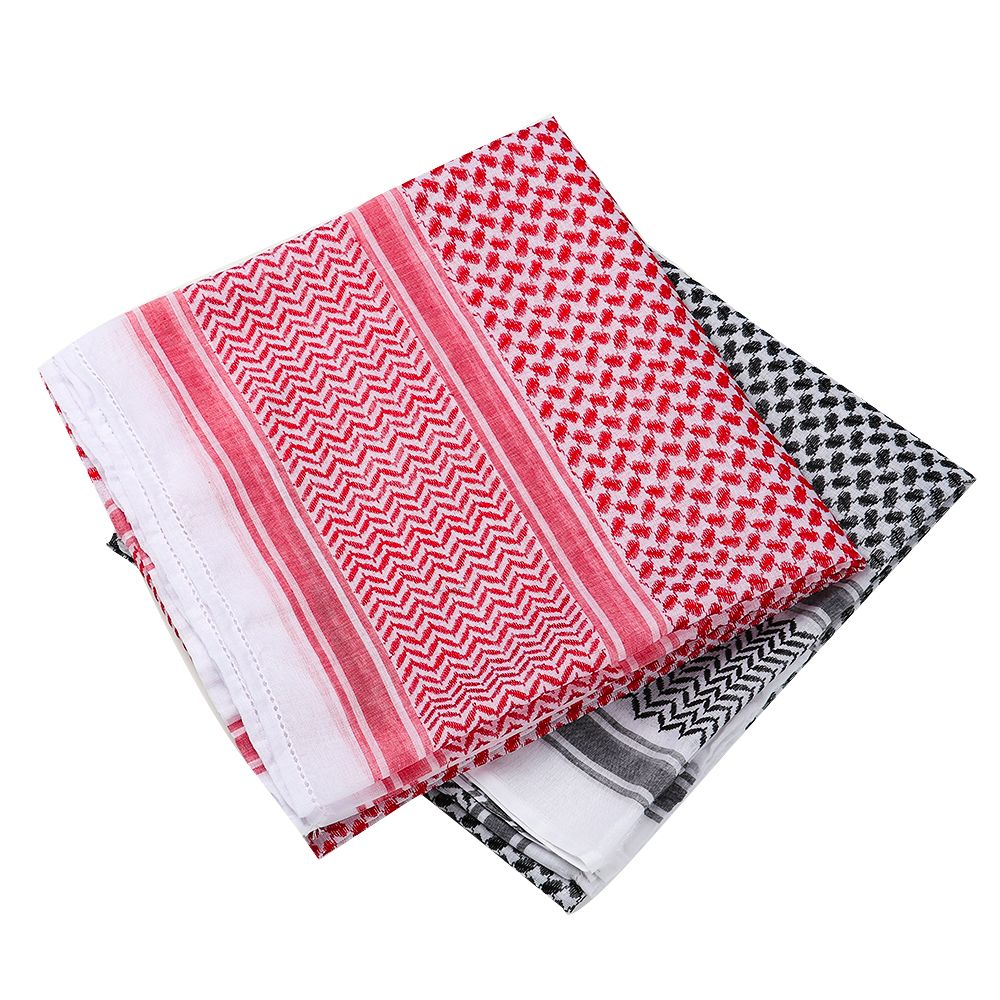 Noir/rouge arabe Kafiya Keffiyeh arabe musulman foulard Polyester arabe Shemagh cou enveloppement pour adultes Palestine Turban bandeau