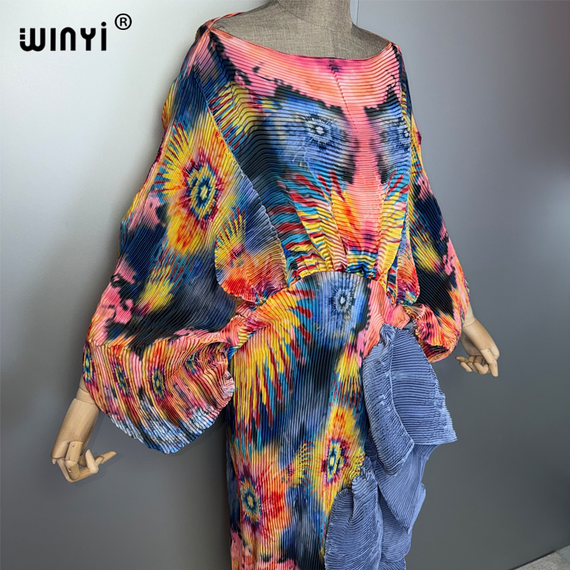 Robe plissée ajustée WINYI pour femme, coupe haute, style kaftan musulman, abaya de luxe de Dubaï, longue robe de soirée, idéale pour la plage