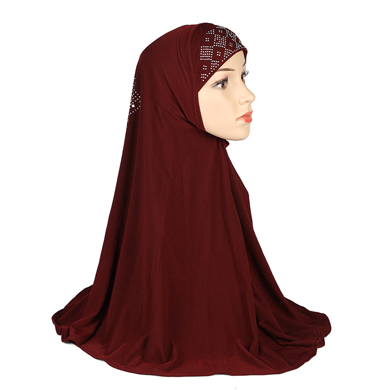 H108 Hijab de prière pour adultes, taille moyenne 70*70cm, foulard musulman, voile islamique, chapeau, bandeau à enfiler