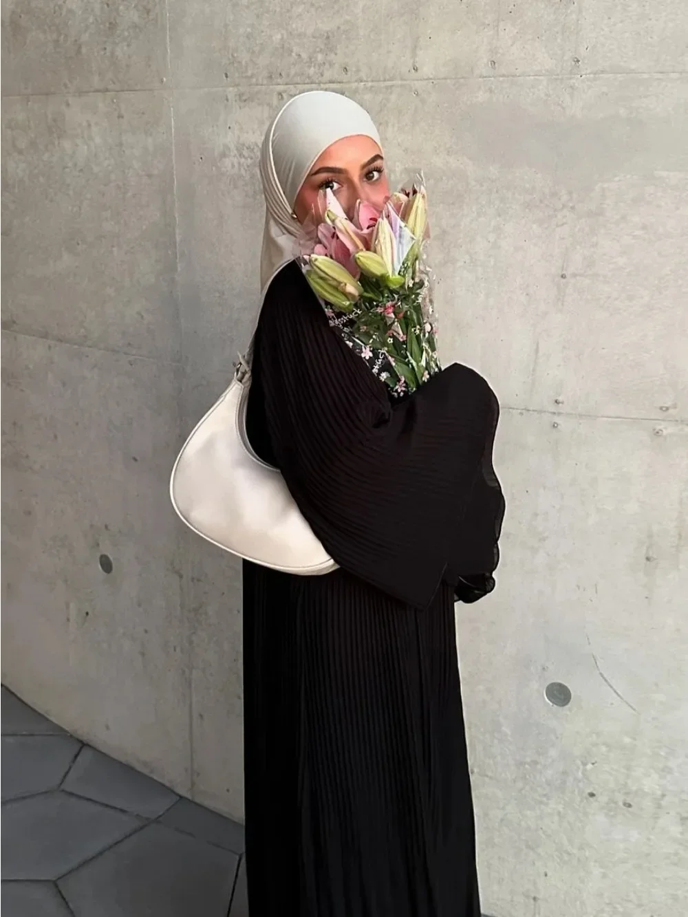 Robe musulmane Eid pour femmes, manches évasées plissées, Kaftan Jalabiya, Robe longue arabe, Ramadan marocain, dubaï Abayas, 2024
