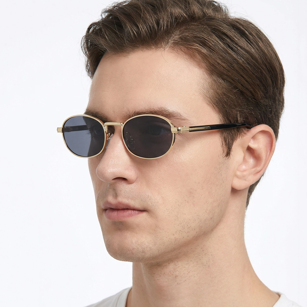 Lunettes de soleil ovales Vintage en métal pour hommes et femmes, élégantes, rétro, Protection UV400, tendance, petit visage, usage quotidien