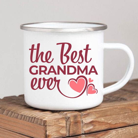 Cadeau de fête des mères pour grand-mère, meilleur grand-mère du monde, tasse à café, boisson de grand-mère, tasses en émail, cadeaux d'anniversaire pour grand-mère