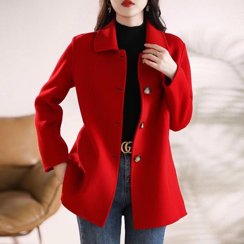 Nouveau haute qualité simple boutonnage mode manteau de laine femmes automne hiver mince élégant laine pardessus coupe-vent vêtements d'extérieur femme