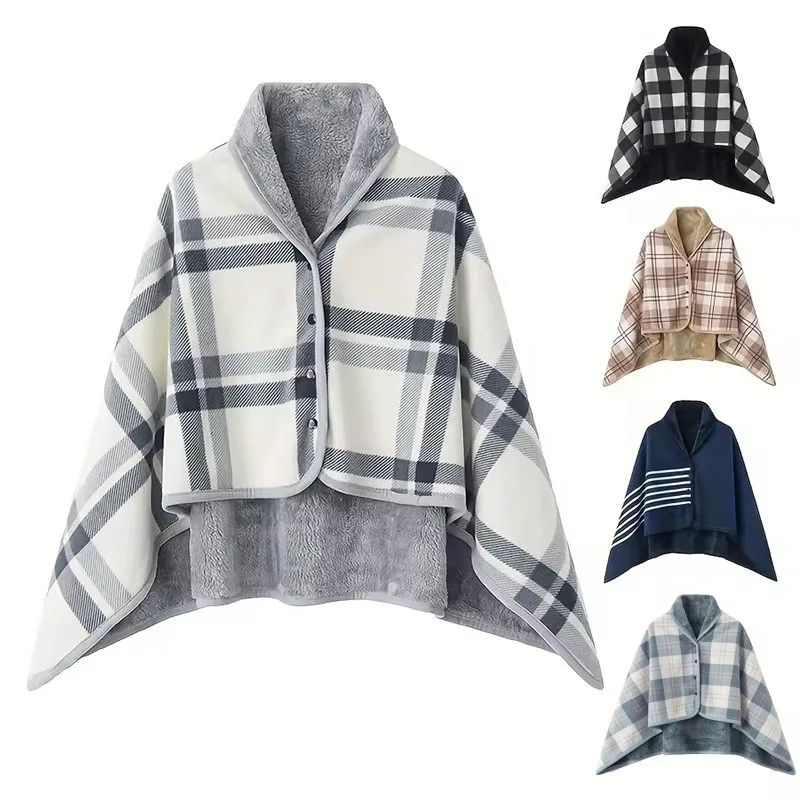 Couverture châle en flanelle, 1 pièce, portable, paresseux, décontracté, chaud, pour le bureau, pour le confort et le Style