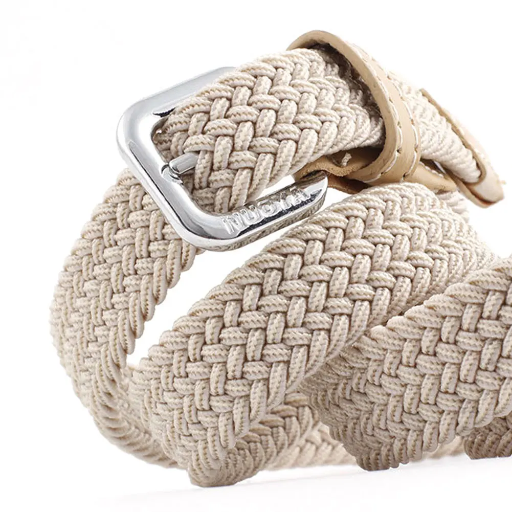 Hommes femmes décontracté tricoté boucle ardillon ceinture tissé toile élastique extensible tressé Stretch ceintures plaine sangle sangle