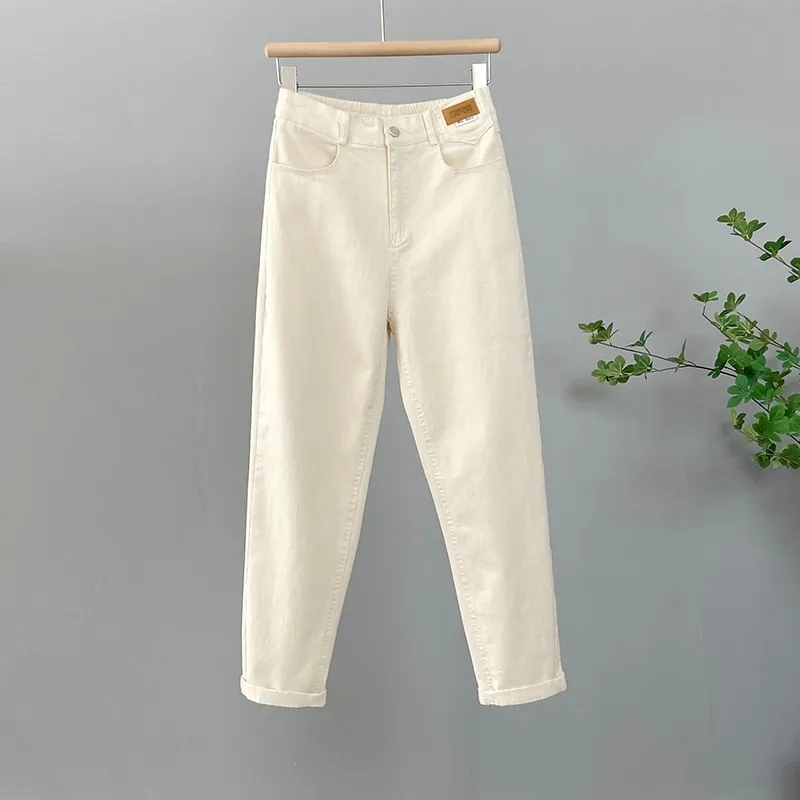 Pantalon en Denim taille haute coréen pour femme, décontracté, ample, kaki, Harun, nouvelle collection automne 2026