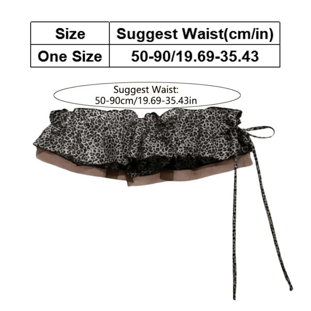 Hip-hop imprimé léopard hanche écharpe jupe chemise Extender doux bord à volants ceinture maille Y2K couche tenues ceinture