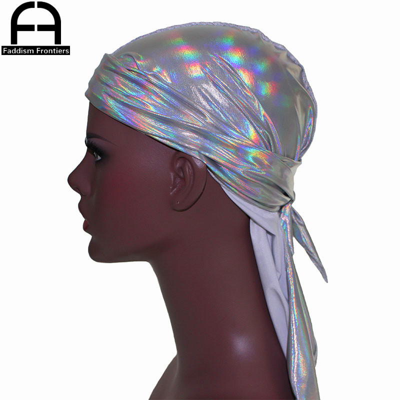 Durag coloré pour hommes, Turban soyeux à l'intérieur, casquette ondulée, accessoires pour cheveux, chapeau de Pirate