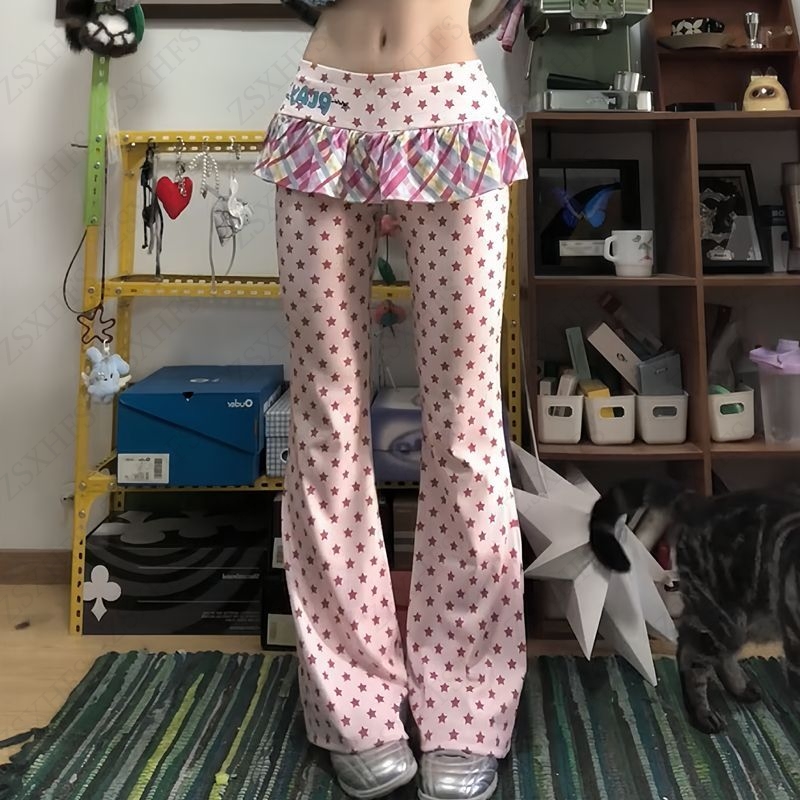 Pantalon amincissant japonais Kawaii pour femmes, vêtements Harajuku Cuteore Wave point, pantalon taille haute, pantalon esthétique Y2k