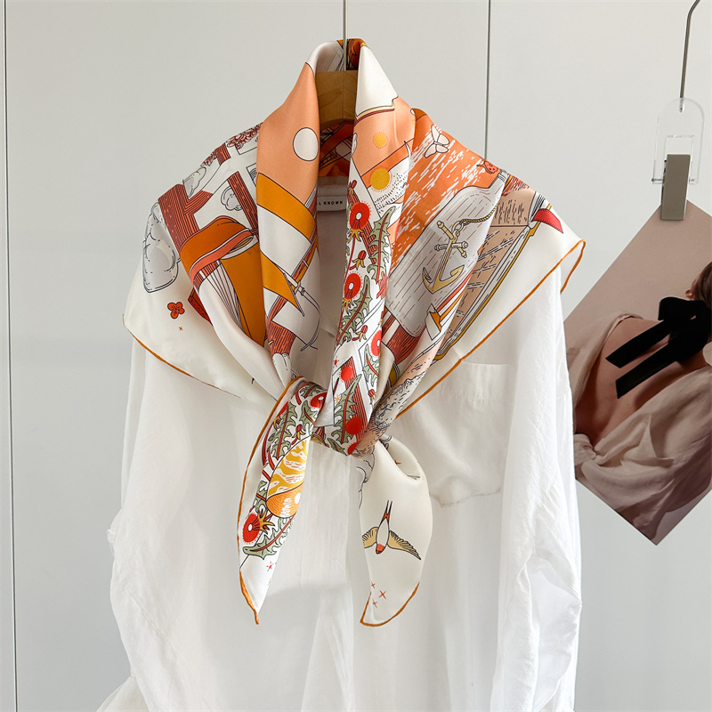 Nouveauté : Foulard en soie de luxe pour femme, imprimé recto, 100 % soie, tendance, 90 x 90 cm