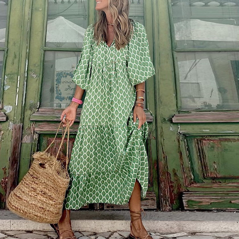 Robes Maxi d'été pour femmes, col en V, imprimé rayé, robe de plage, vacances, ligne a, robe longue de soirée, grande taille