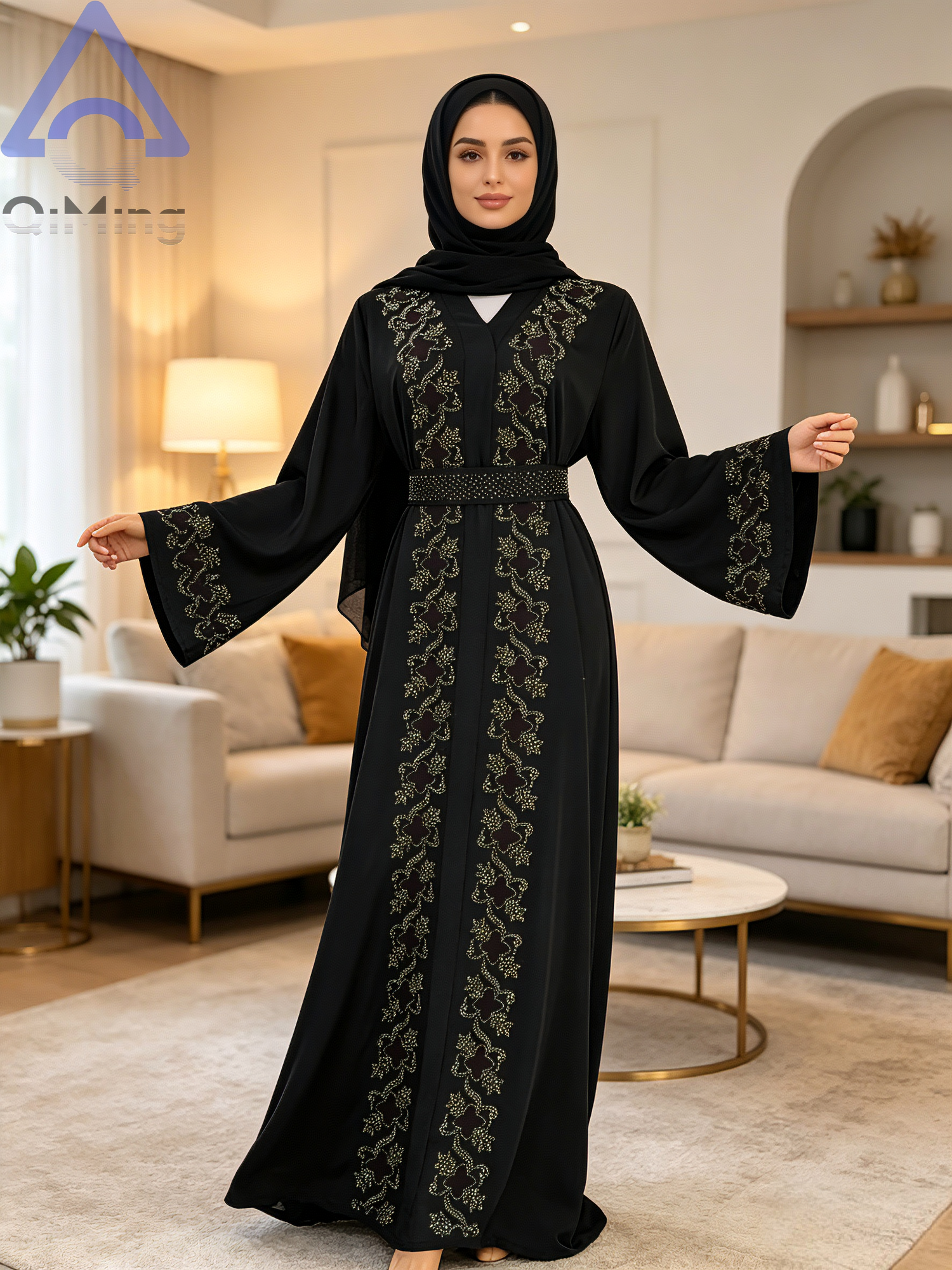 Robe Abaya Florale Fermée pour Femme Musulmane avec Ensemble Hijab, Luxe de Dubaï, Robes Arabes du Ramadan, Tenue de Prière Islamique Malaisienne