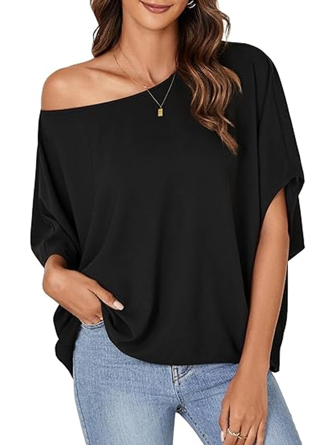 Chemise à manches chauve-souris pour femme, chemisier élégant et confortable pour un usage décontracté, haut tendance pour toutes les occasions