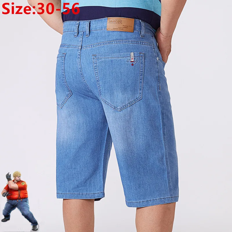 Short en Denim bleu pour homme, demi-pantalon taille haute, grande taille 44 46 48 52 56