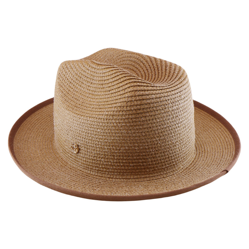 Chapeau de soleil en paille tressée pour hommes et femmes, protection UV printemps-été, style Fedora Jazz, pliable, idéal pour les voyages