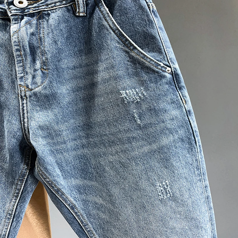 Nouveau Jean effiloché hommes Baggy personnalité conique pantalons décontractés Streetwear Hip Hop Vintage bleu Denim pantalon mâle marque à la mode