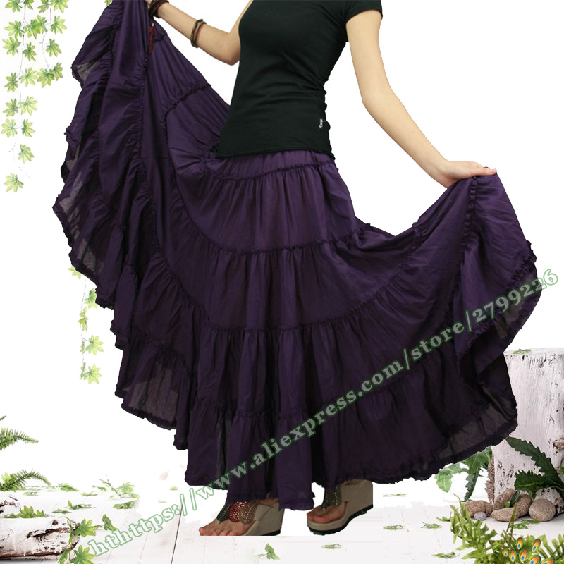 Jupe longue plissée bohème pour femme, 100 % coton, style gypsy, idéale pour la danse, collection été