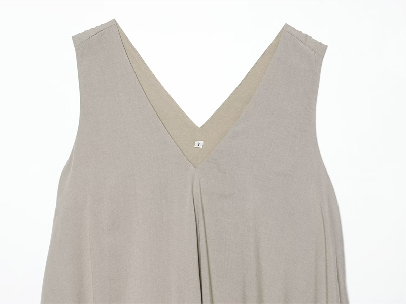 Robe pour femme, nouvelle collection été 2026, grise, sans manches, col en V, silhouette ballon, robe bouffante, mode décontractée, unique