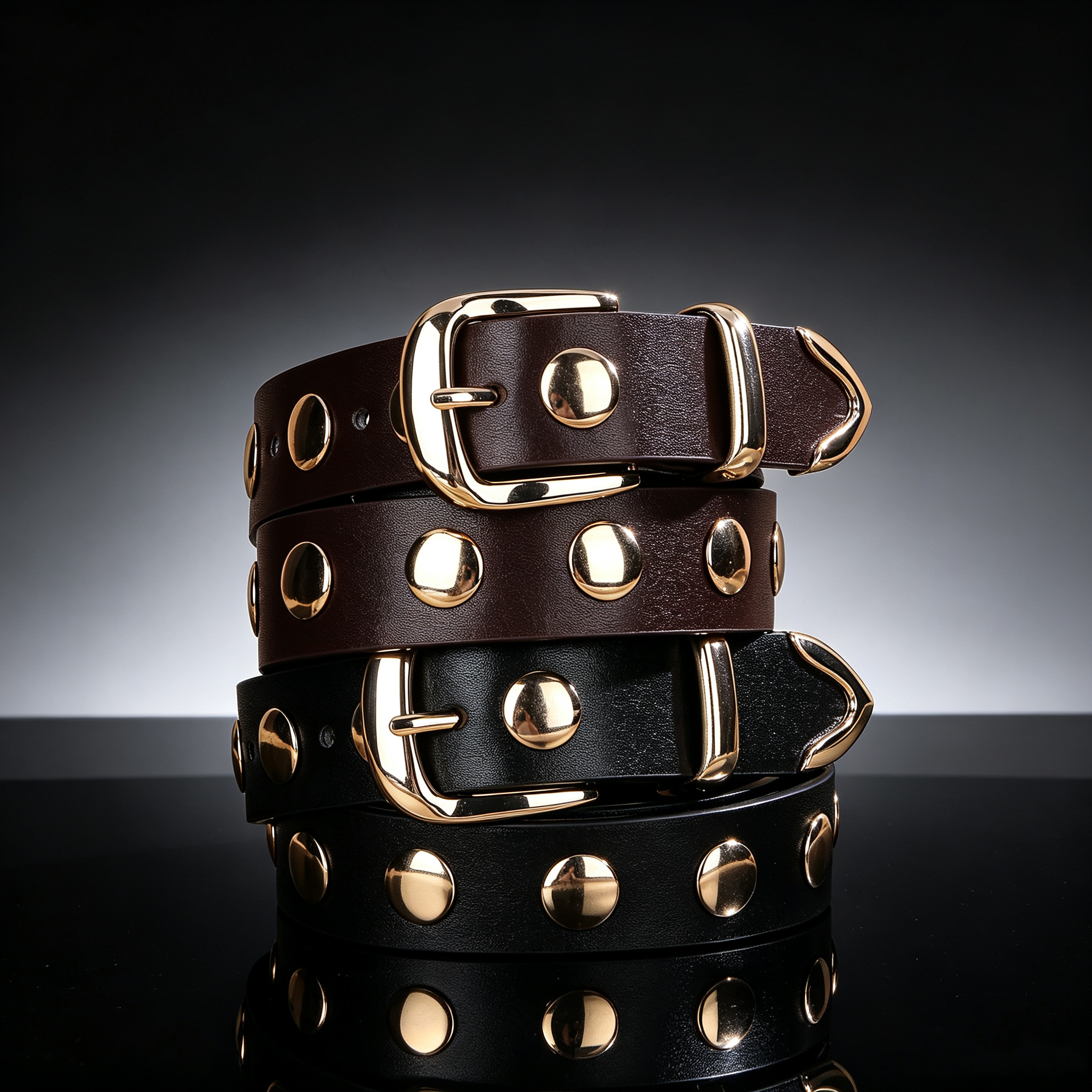 Ceinture cloutée pour femmes, pour robe en jean, mode Punk, ceinture en cuir noir avec boucle or/argentée, ceinture pour femmes