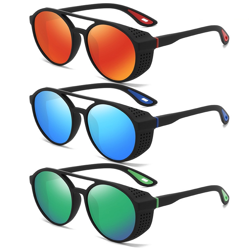 Lunettes de soleil polarisées avec protections latérales, protection UV400, verres miroir, pour sports de plein air, conduite, pêche, cyclisme
