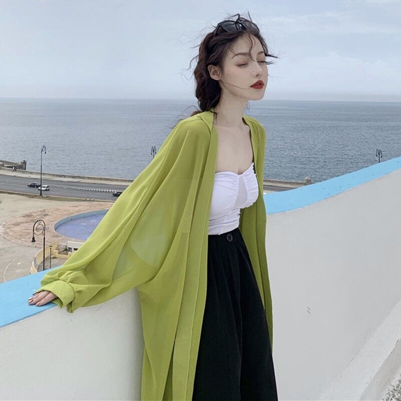 Châle Long en Mousseline de Soie pour Femme, Cardigan Ouvert Devant, Cape de Mariage, Plage