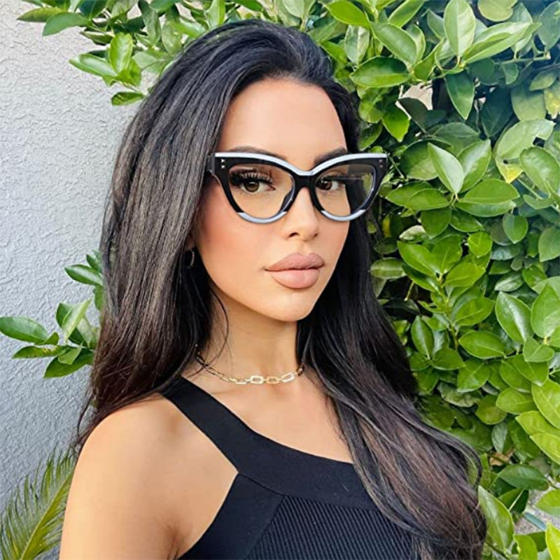 Lunettes de lecture œil de chat élégantes avec charnière en métal – Design minimaliste en blocs de couleurs, lunettes presbytes à la mode +1.0 à +4.0