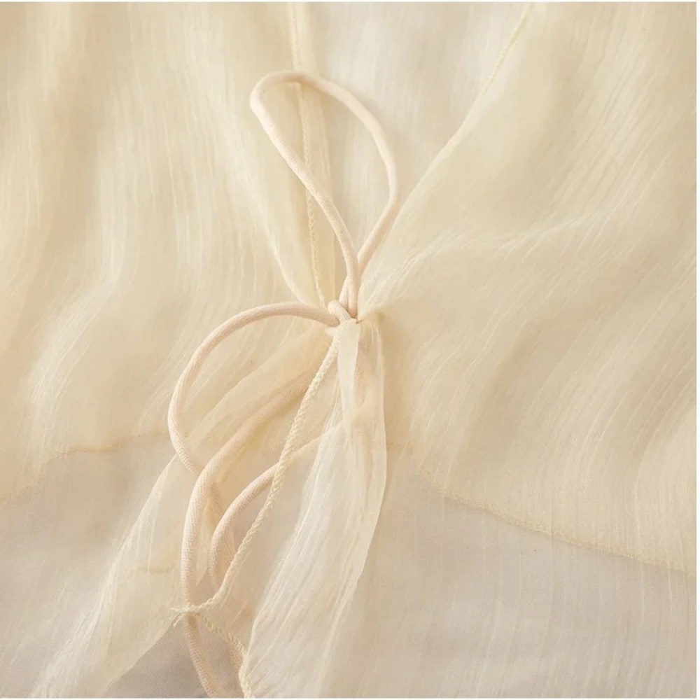 Cardigan décontracté froissé pour femme, en mousseline de soie, coupe ample, style châle court, transparent, fin, veste légère