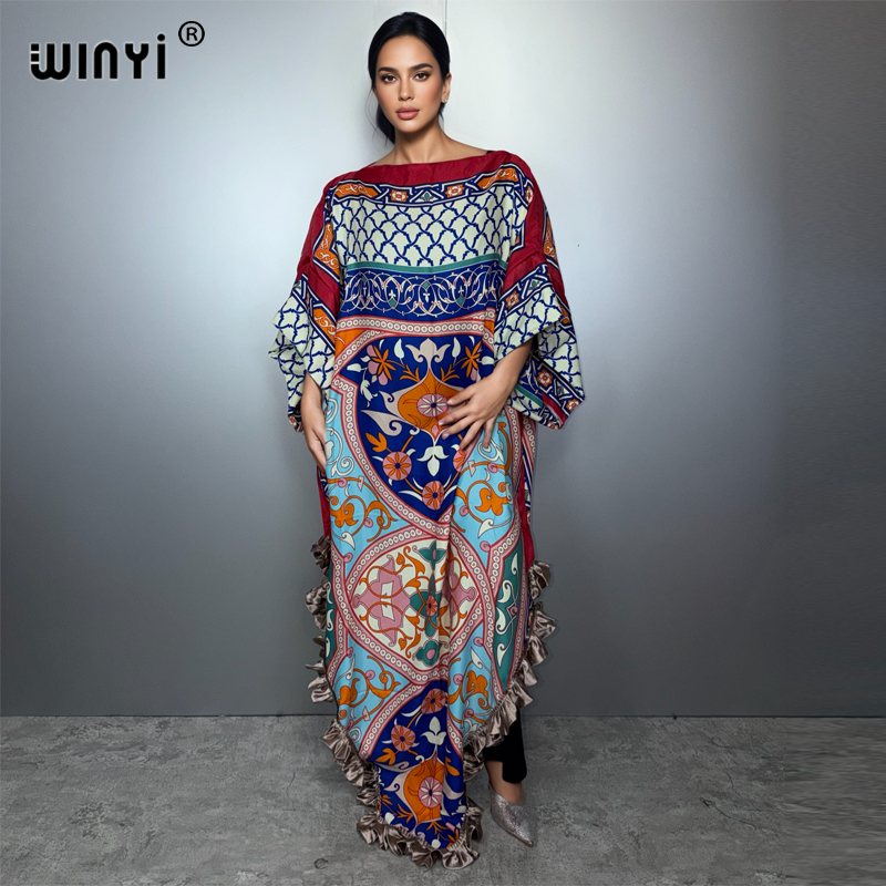WINYI femme musulmane robes élégant caftan robe de soirée moyen-orient femme caftan ample abaya dubaï luxe imprimé Caftan maillots de bain