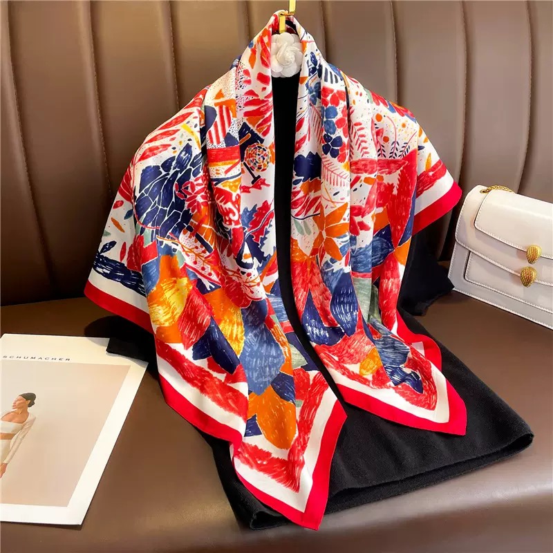 Nouveau foulard en satin sergé 90 cm, châle polyvalent pour femme printemps-été, protection solaire, écharpe de cou, foulard de tête, accessoire de mode