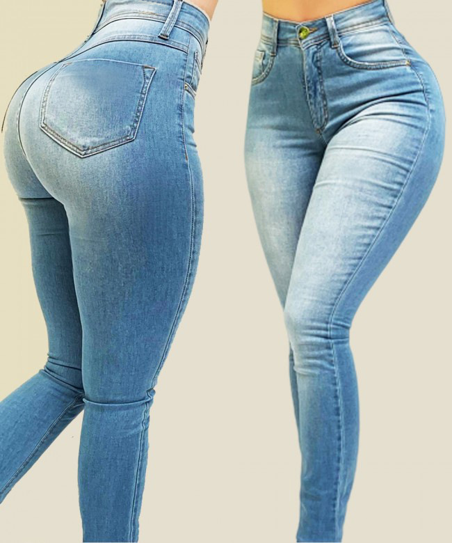 Jeans Donna Sexy Skinny Polyvalent Bouton de Poche Pantalon Rétro Mujeres Ж Dön yis Одеж Б О ellяя Jeans Élastiques Femmes Vaqueros Largos