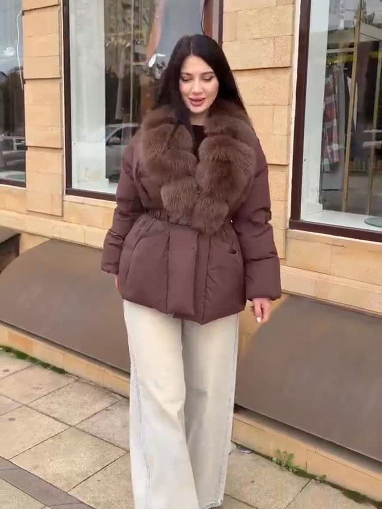 Manteau d'hiver pour femme, col en fourrure, manches chauve-souris, coupe ample, ceinture à la taille, veste chaude, coupe ample, couleur unie, vêtement d'extérieur tendance pour femme.