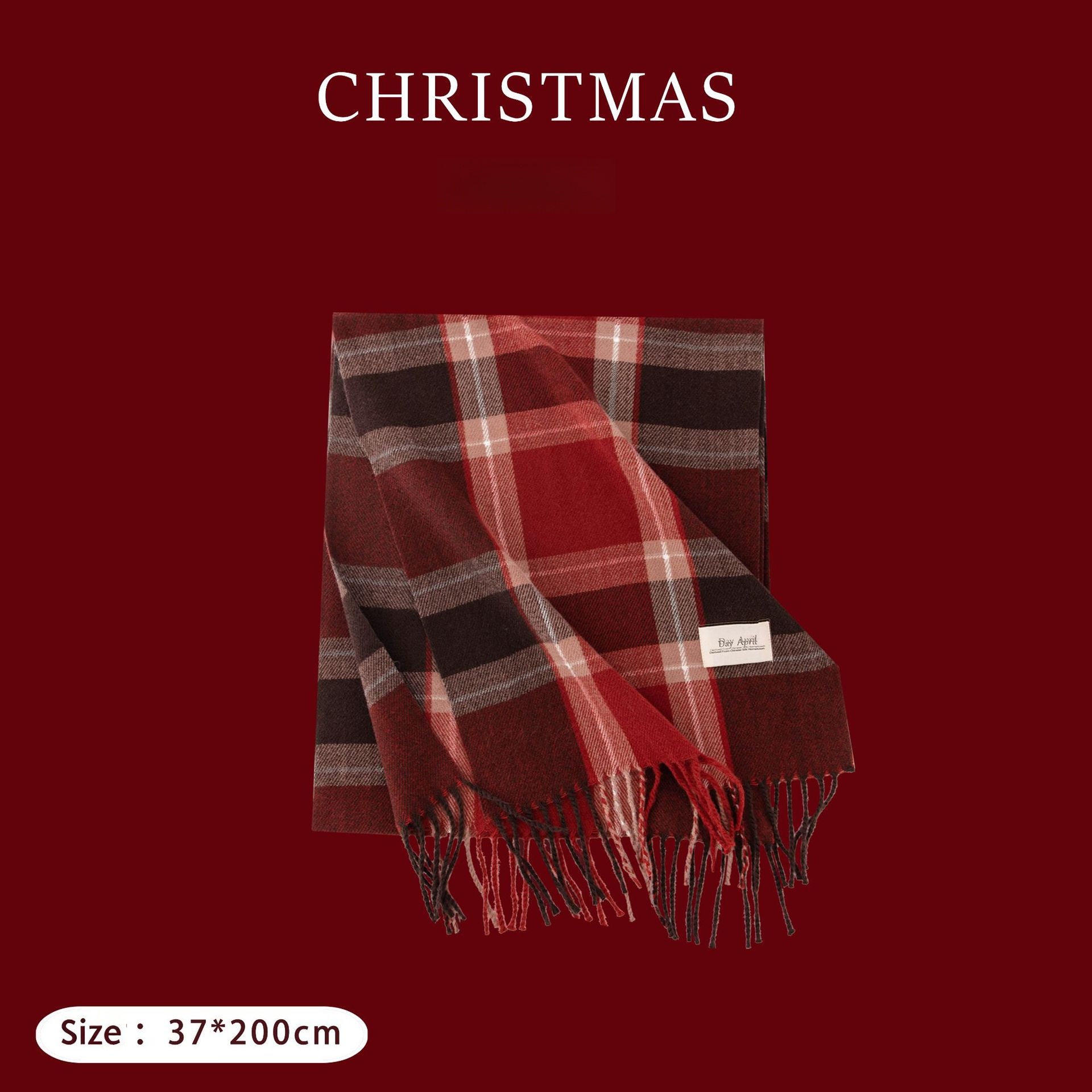Écharpe rouge de noël pour femmes, Imitation cachemire, imprimé à carreaux, en peluche, tendance, châle chaud Premium, à pampilles