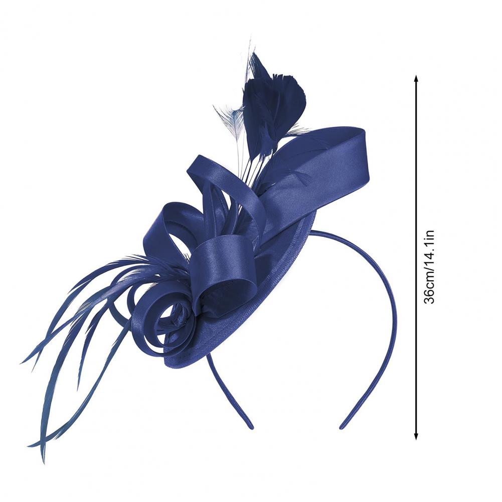 Fascinateur de chapeau de cerceau de cheveux avec la pince à cheveux, bande élastique, ruban de fausse plume, décor de tissu de satin, accessoires de bande de sauna de femmes, nouveau