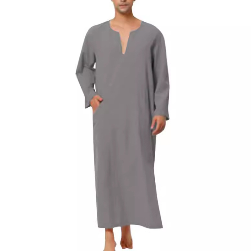 Robe musulmane de style arabe minimaliste pour hommes, manches courtes et longues, Abaya islamique, vêtements pour hommes, ensembles de mode musulmane, Caftan saoudien Abayat