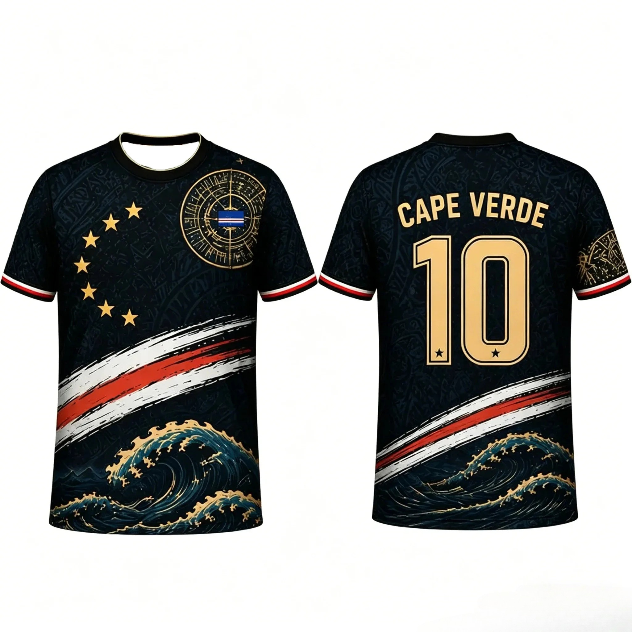 Maillot de football Cap-Vert, imprimé tropical 3D, adapté aux enfants et aux adultes, idéal pour l'entraînement, le fitness et la course à pied.