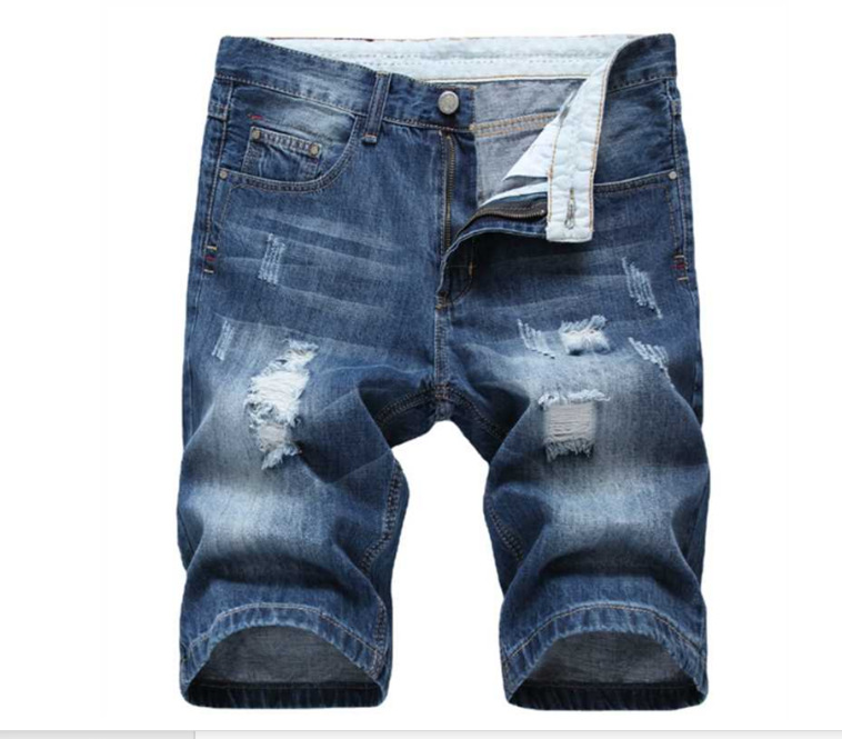 Jean en denim pour homme, coupe droite vintage, taille haute, déchiré, longueur genou, style Y2K streetwear décontracté, Printemps 2026