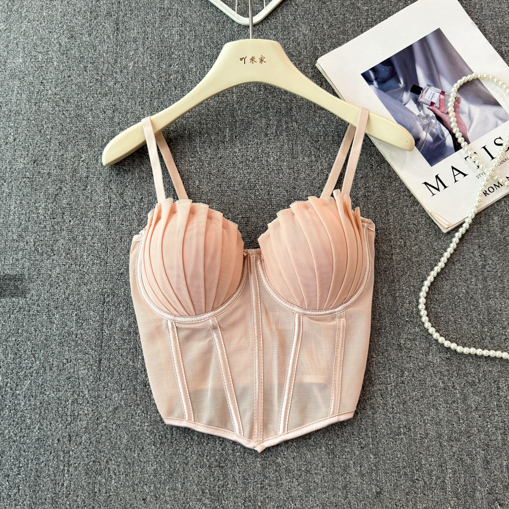 Mode coréenne maille été mode arête de poisson camis Corset mince Hotsweet débardeur femmes doux haut court