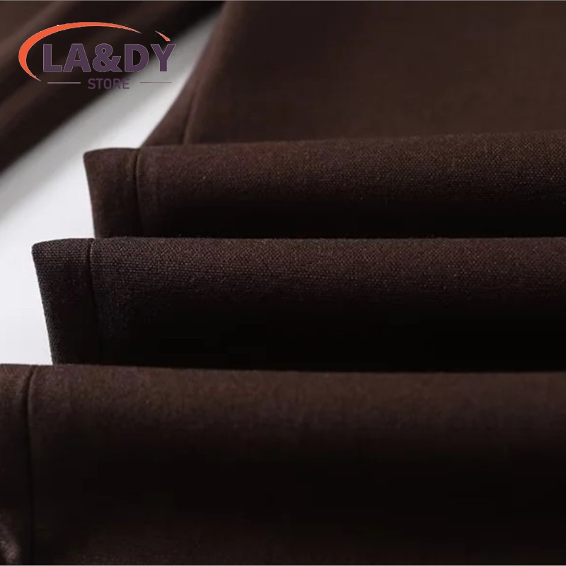 Pantalon droit taille haute pour femme, en mélange de lin uni, décontracté et tendance