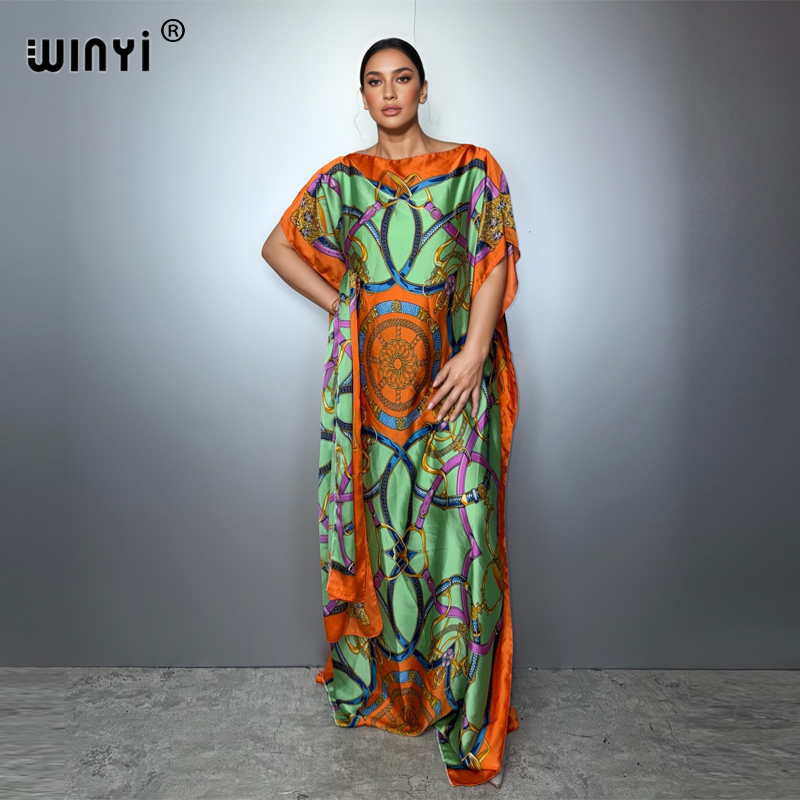 Robe rétro musulmane africaine WINYI pour femme, abaya de luxe de Dubaï, robe de soirée kaftan, robe maxi élégante, vêtements de plage