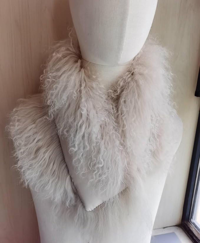 Écharpe/collar en fourrure de mouton de Mongolie véritable pour femme, chaude pour l'hiver