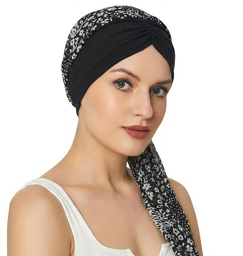 Nouveau femmes front plissé pré-attaché Turban casquette fleur imprimé musulman Hijab Cancer chimio chapeau couverture perte de cheveux tête écharpe enveloppement
