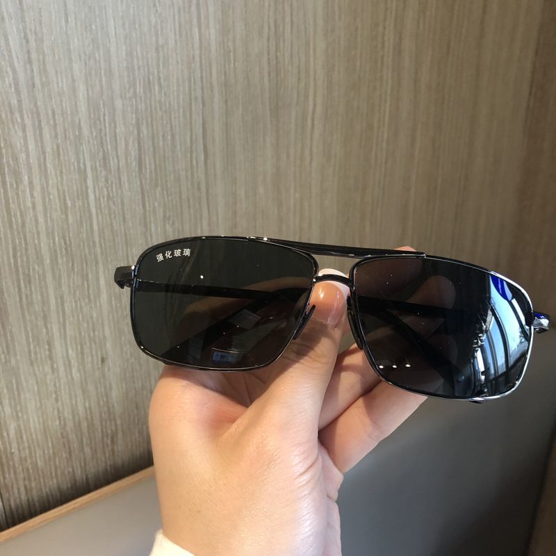 Lunettes de soleil pour hommes, verre cristal pour la conduite, grand visage, UV400, vertes, en métal, haute qualité, Double faisceau, nouvelle collection 2025