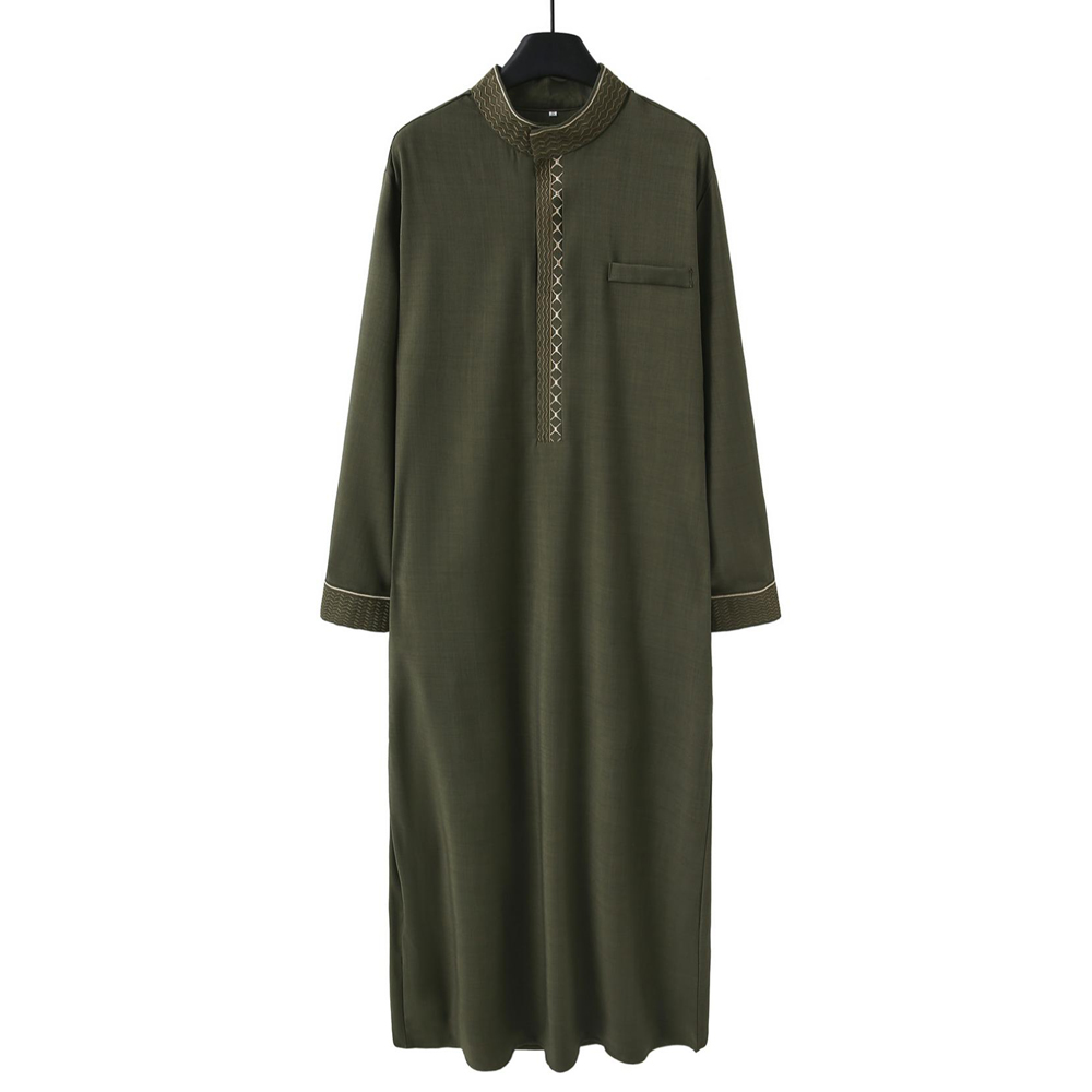 Nouvelle robe islamique musulmane pour hommes, thobe à manches longues, broderie classique, robe de style ethnique arabe, robe décontractée formelle pour hommes, robe de prière